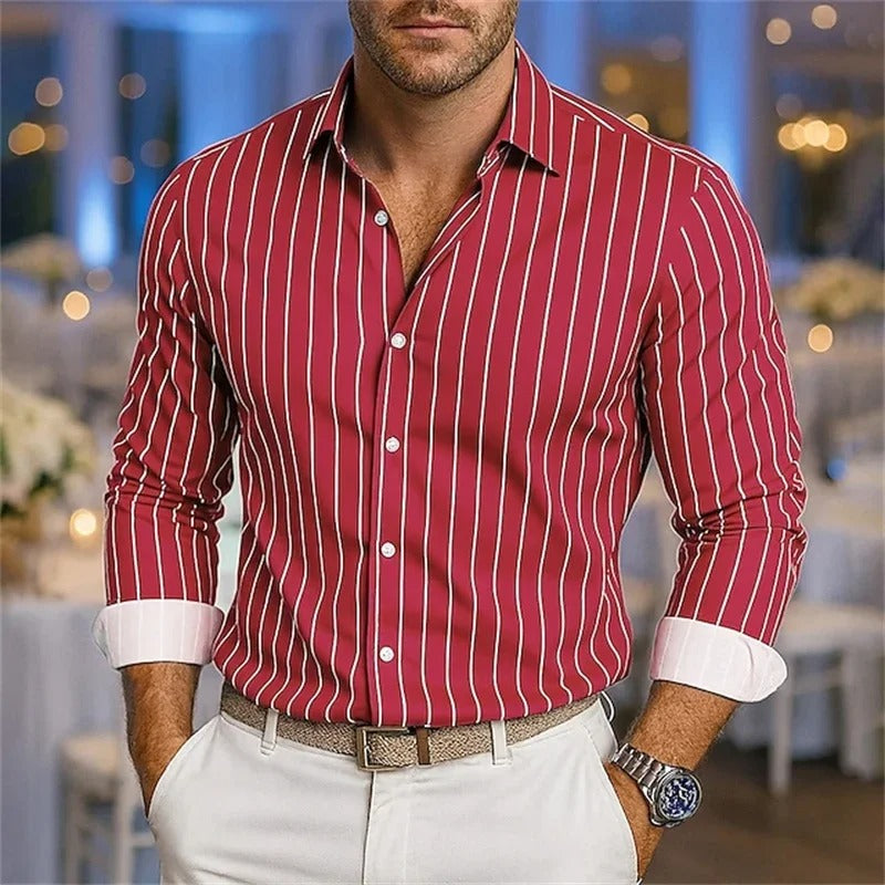Men's  Striped  Casual  Long Sleeve