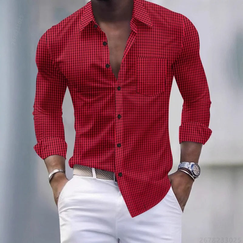 Checkered long-sleeved shirt