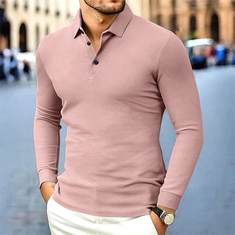 Men's Casual Long Sleeved  Polo