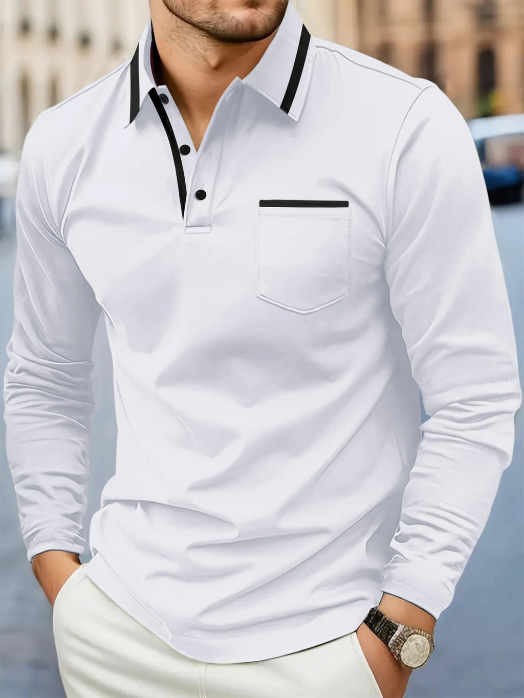 Men's Casual Solid Color Long Sleeve