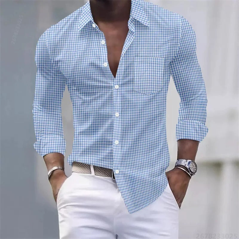 Checkered long-sleeved shirt