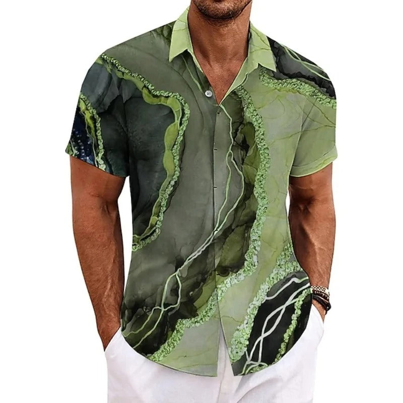 Men's Summer Shirt with Vintage Patchwork