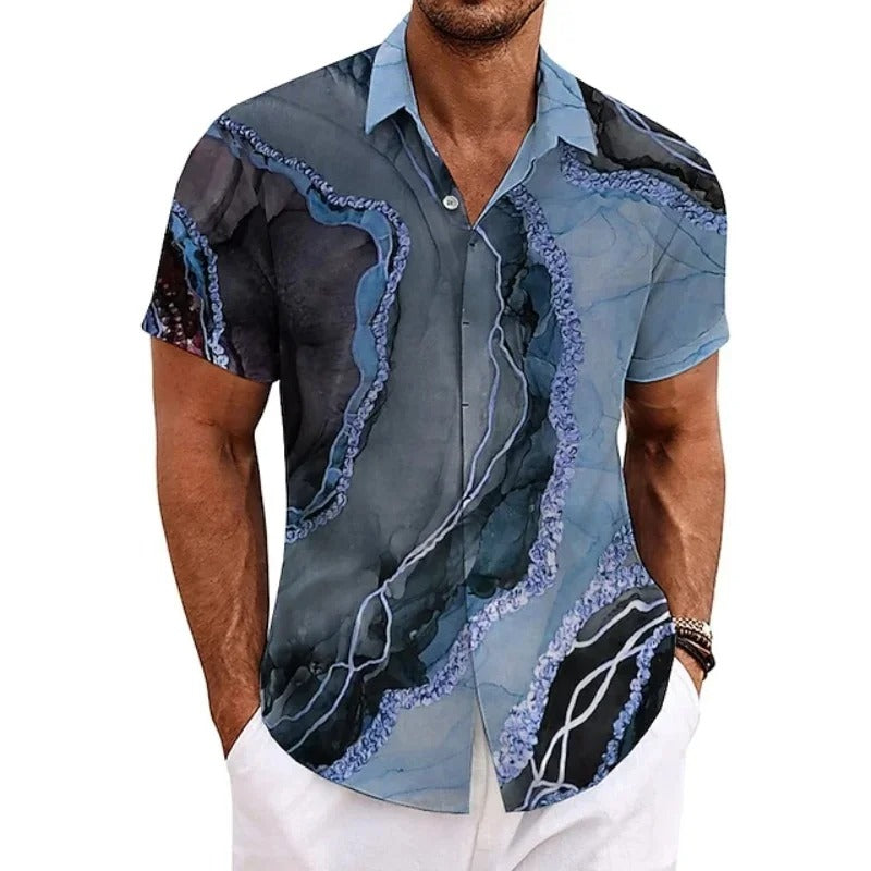 Men's Summer Shirt with Vintage Patchwork