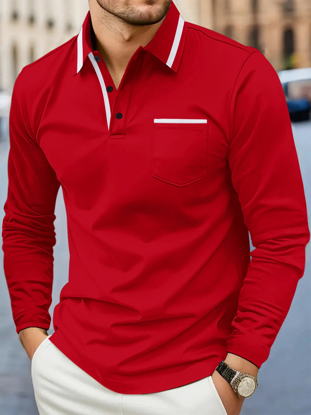 Men's Casual Solid Color Long Sleeve