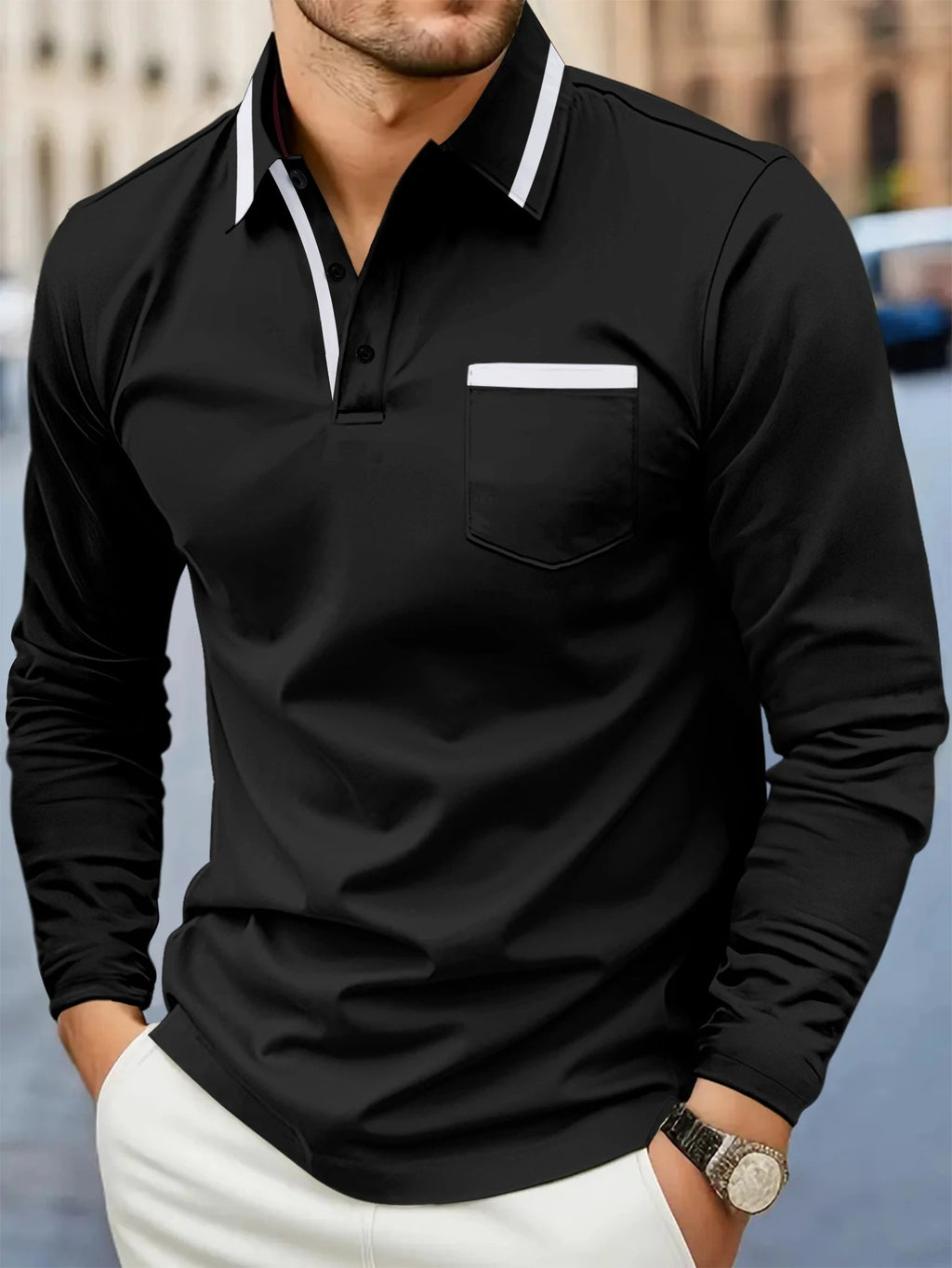 Men's Casual Solid Color Long Sleeve