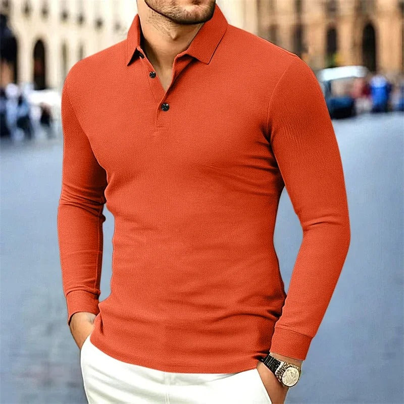 Men's Casual Long Sleeved  Polo